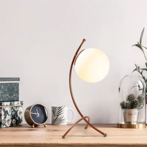 Minimalistisk LED Tafellampe med Varme Hvidt Lys – Sort-Hvid Metal og Glas, 30 cm Høj til Kontor og Natbord